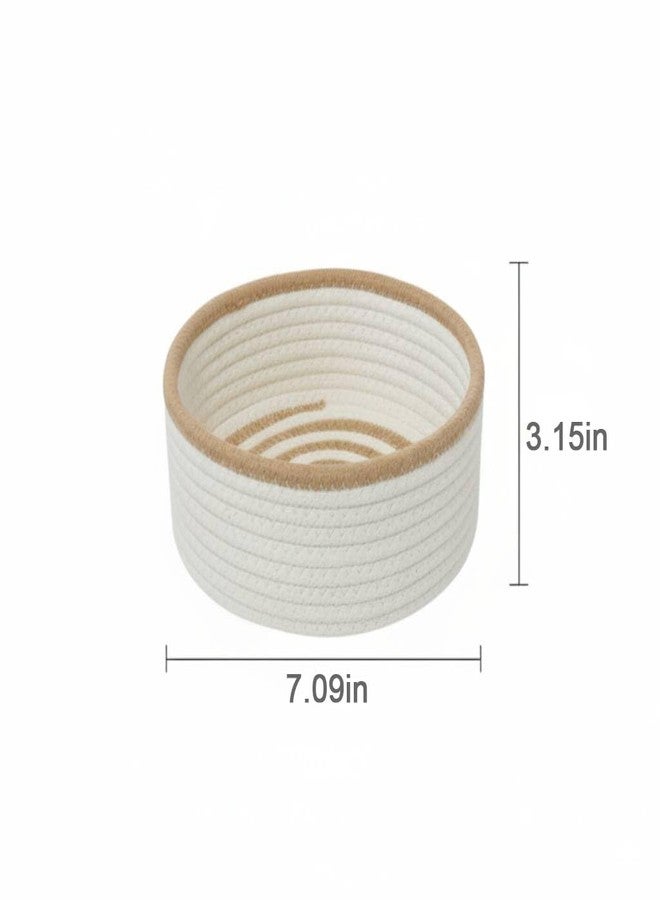 danpinera Set of 3 Small Woven Baskets, Mini Round Storage Baskets for Organizing, Decorative Boho Rope Baskets for Bathroom, Nursery, Desk, Tiny Bin for Makeup, Jewelry, Small Items, White & Jute - Image 4