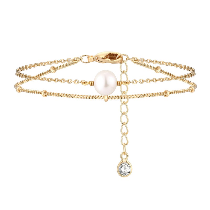 ميفيكو سوار MEVECCO للنساء مطلي بالذهب عيار 14 قيراطًا، سلسلة رقيقة، مجوهرات بسيطة، صناعة يدوية لطيفة، بسيطة، مناسبة لها - Image 1