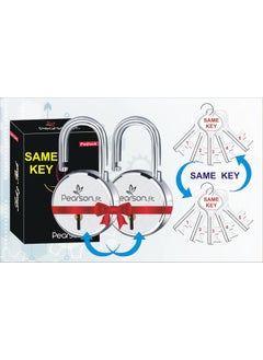 Pearson.fit Pearsonfit 65mm Round Padlock 2 Lock with 10 Keys Heavy Duty Hardened Steel Double Locking 8 Levers for Home Rental Apartment RDM65210  - Image 1