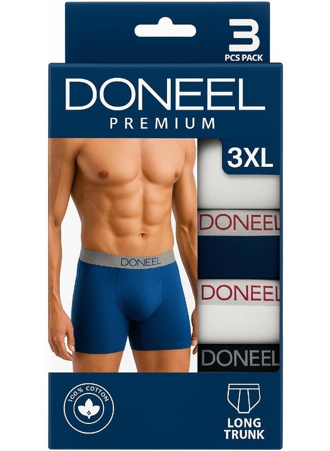 DONEEL ملابس داخلية طويلة للرجال من القطن الفاخر، عبوة 3 قطع، 100% قطن - Image 2