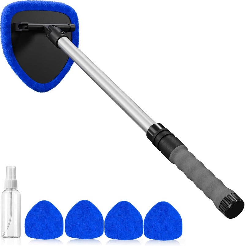 desin Windshield Cleaning Tool, Car Window Cleaner Windshield Cleaner with 4 Reusable and Washable Microfiber Pads and Extendable Handle Auto Inside Glass Wiper Kit - Image 1