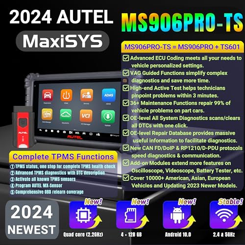 Autel MaxiSys MS906 PRO TS OBD2 Scanner All System Diagnostic Scan Tool Upgrade of MS906PRO MS906TS ECU Coding TPMS Sensor Programming Tool Bidirectional Diagnostic 36+ Service Auto Scan Tool - Image 2