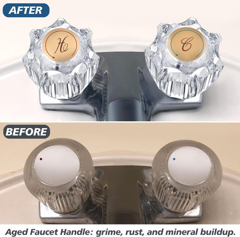 Enhon 1 Pair Bathroom Knobs Replacement, Bathtub Handles Compatible with Delta/Delex/Peerless, Hot and Cold Sink Knobs Replacement Parts in Clear Acrylic, Include Screws - Image 3