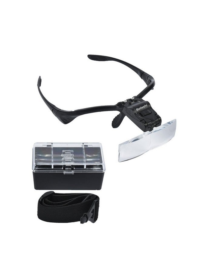 Beileshi نظارات مكبرة للرأس مع 2 LED، عدسة مكبرة محترفة مع حامل ضوء وشريط رأس قابل للتبديل، 5 عدسات زجاجية مكبرة - Image 2