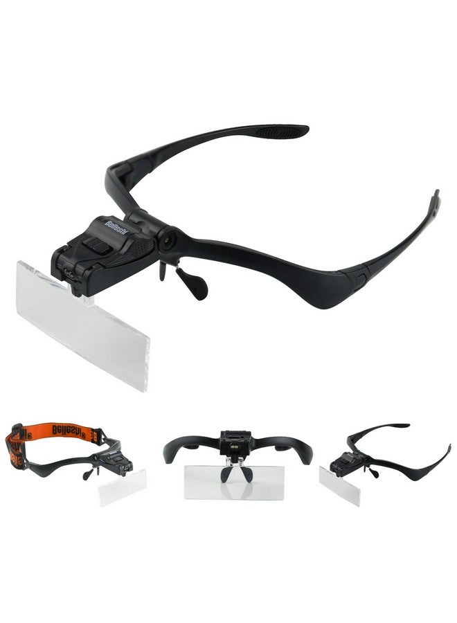 Beileshi نظارات مكبرة للرأس مع 2 LED، عدسة مكبرة محترفة مع حامل ضوء وشريط رأس قابل للتبديل، 5 عدسات زجاجية مكبرة - Image 1