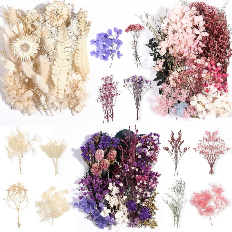 Comkrivy Real Dried Flowers 100% Natural Dried Flowers, Mixed Colors Dried Leaf Flowers for DIY Arts and Crafts Candles Resin Jewelry Nail Pendant Cards Scrapbooking Wedding Home Decoration - Image 1