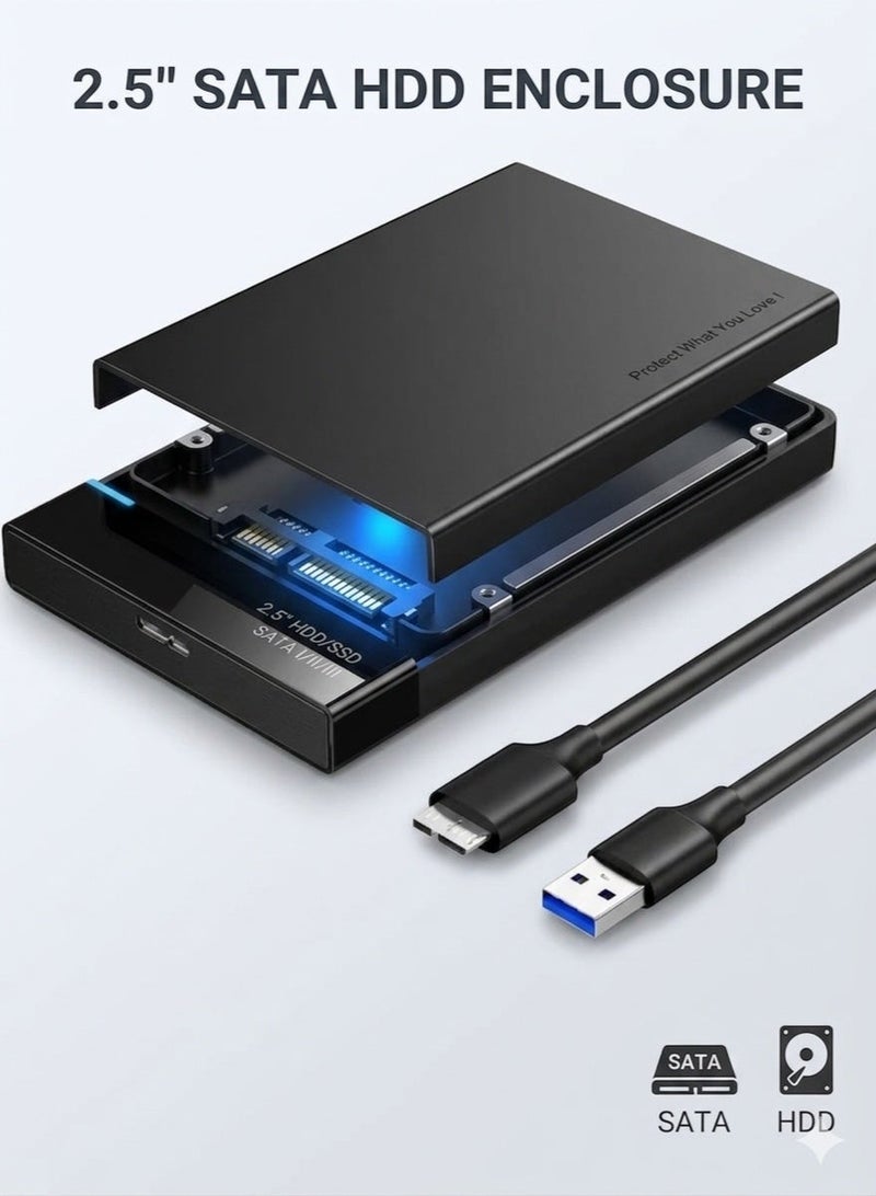 Salab 2.5" HDD Hard Drive Enclosure for sata III USB 3.0 Caddy Case External Reader Laptop Fast Data Trasfer Hard Drive Enclosure Adapter USB 3.0 to SATA External Hard Disk Case Compatible for 2.5 Inch 9.5mm 7mm Sandisk - Image 1