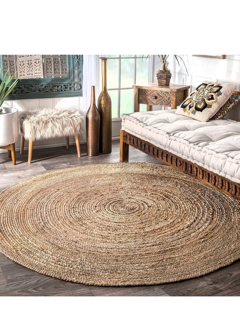 LINGWEI Natural Jute Rug Carpet Hand Woven Rug Doormat Natural Braided Floor Mat Rugs For Kitchen Entryway Hallway Pets Playing Bed Seagrass Rug For Living Room Bedroom - Image 5