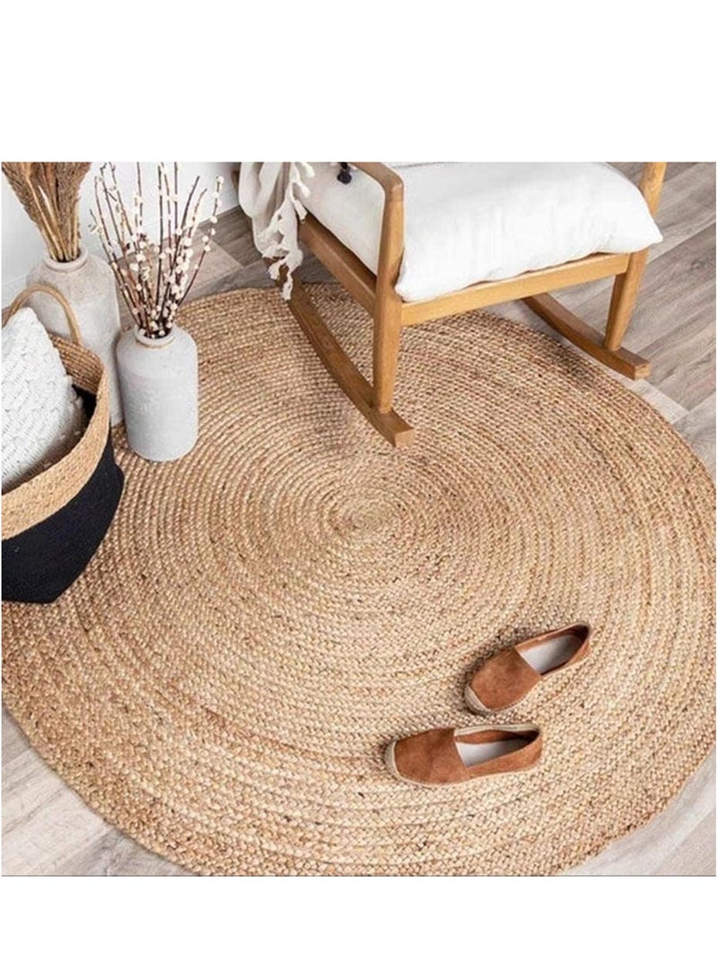 LINGWEI Natural Jute Rug Carpet Hand Woven Rug Doormat Natural Braided Floor Mat Rugs For Kitchen Entryway Hallway Pets Playing Bed Seagrass Rug For Living Room Bedroom - Image 2