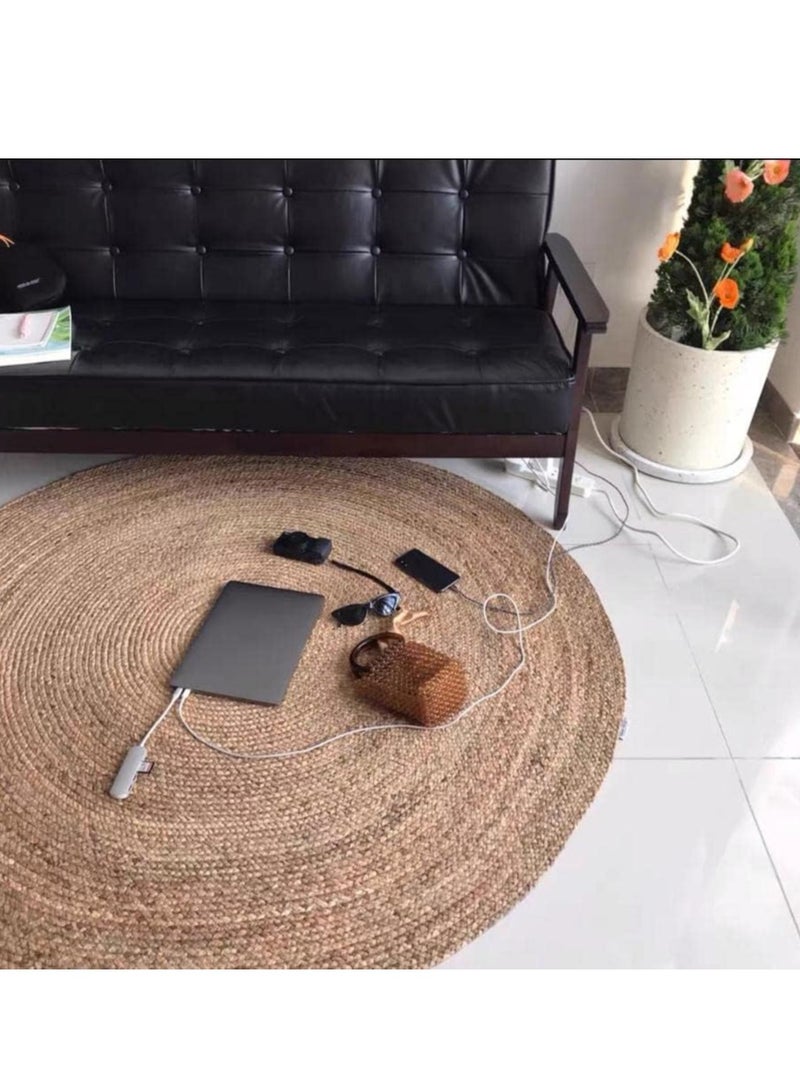 LINGWEI Natural Jute Rug Carpet Hand Woven Rug Doormat Natural Braided Floor Mat Rugs For Kitchen Entryway Hallway Pets Playing Bed Seagrass Rug For Living Room Bedroom - Image 3