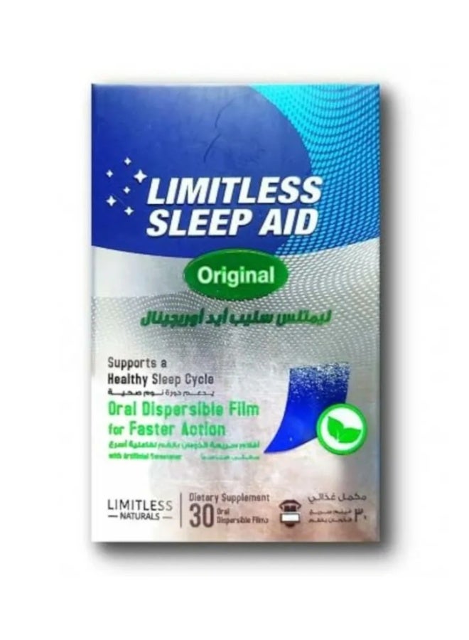 ليمتليس ليمتلس سليب أيد أوريجينال مكمل غذائي يساهم في تقليل الوقت المستغرق للنوم _ 30 فيلم سريع الذوبان بالفم