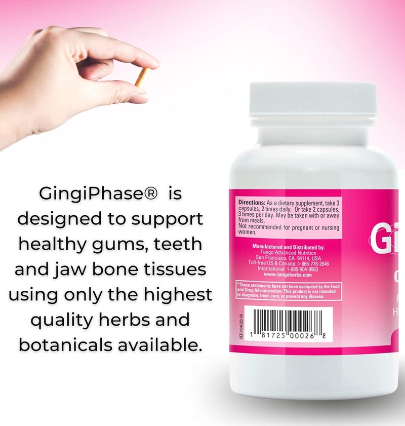 Tango GingiPhase Natural Herbal Dental Support Supplement for Healthy Gums Teeth and Jaw Circulation 120 Capsules - Image 2