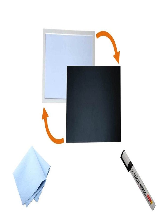 MD Ultra Slim Double Sided Lightweight Unbreakable Writing Board (White and Chalk Black Writing Board for Kids 34 x 26 cm) - Image 1