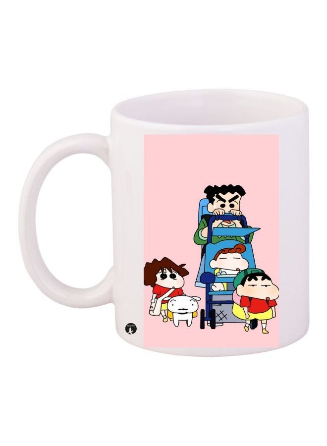 RYN Sinchan Printed Coffee Mug White/Pink/Blue 11ounce