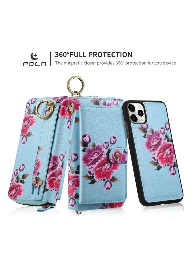 Zaboon Case For iPhone 11 POLA Flower Multi-functional Zipper Wallet Leather Phone Case - Image 4