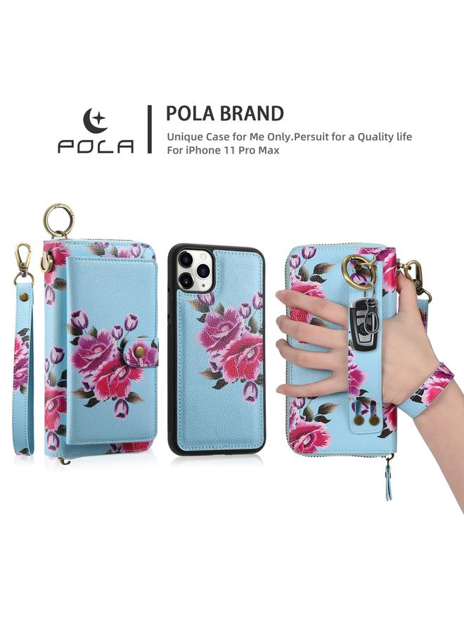 Zaboon Case For iPhone 11 POLA Flower Multi-functional Zipper Wallet Leather Phone Case - Image 3