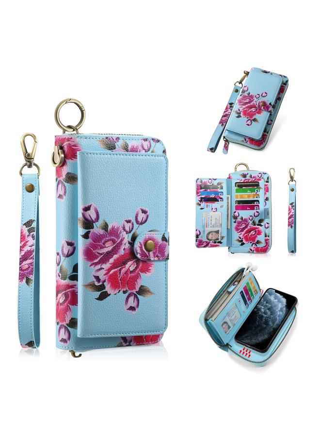 Zaboon Case For iPhone 11 POLA Flower Multi-functional Zipper Wallet Leather Phone Case - Image 1