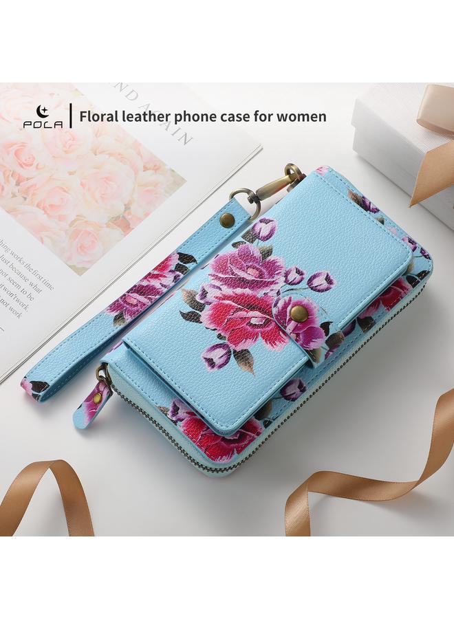 Zaboon Case For iPhone 11 POLA Flower Multi-functional Zipper Wallet Leather Phone Case - Image 2