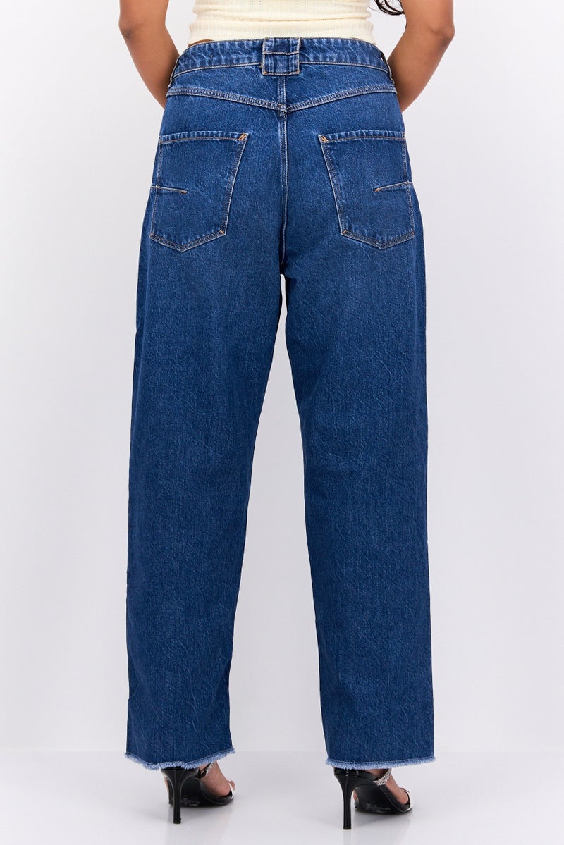 ESPRIT Women Dad Fit Washed No Stretch Jeans, Blue - Image 3