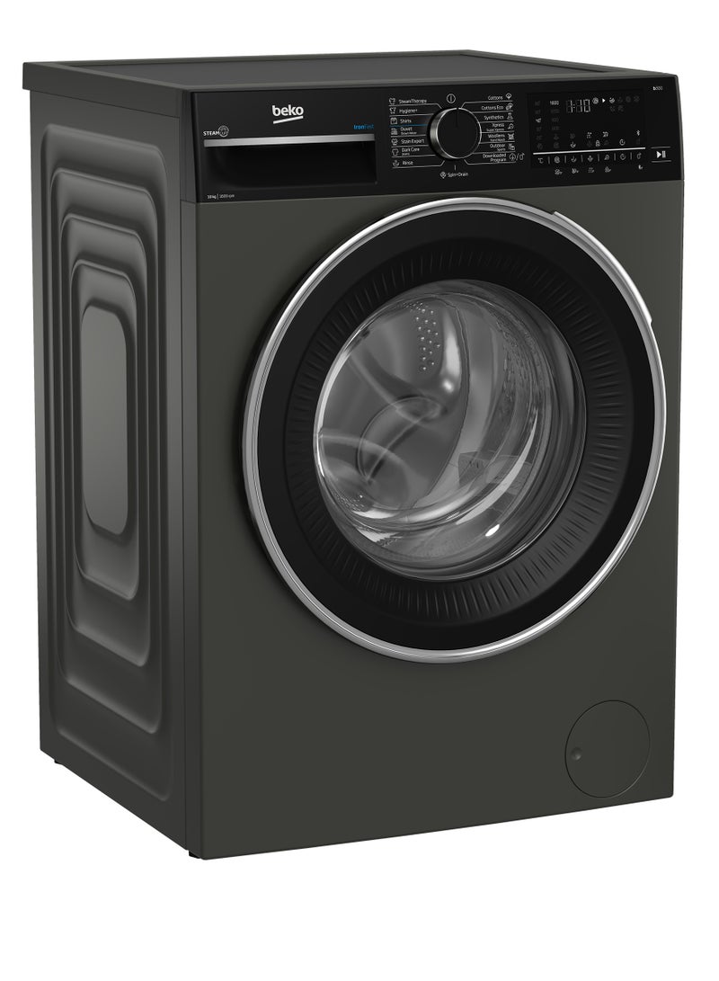 Beko Washing Machine - 10 Kg - 1600 RPM - ProSmart Inverter Motor - Digital Screen - 15 Programs - Steam Cure - Bluetooth - Manhattan Grey - B3WFU501040MCI 10 kg B3WFU501040MCI Grey - Image 2