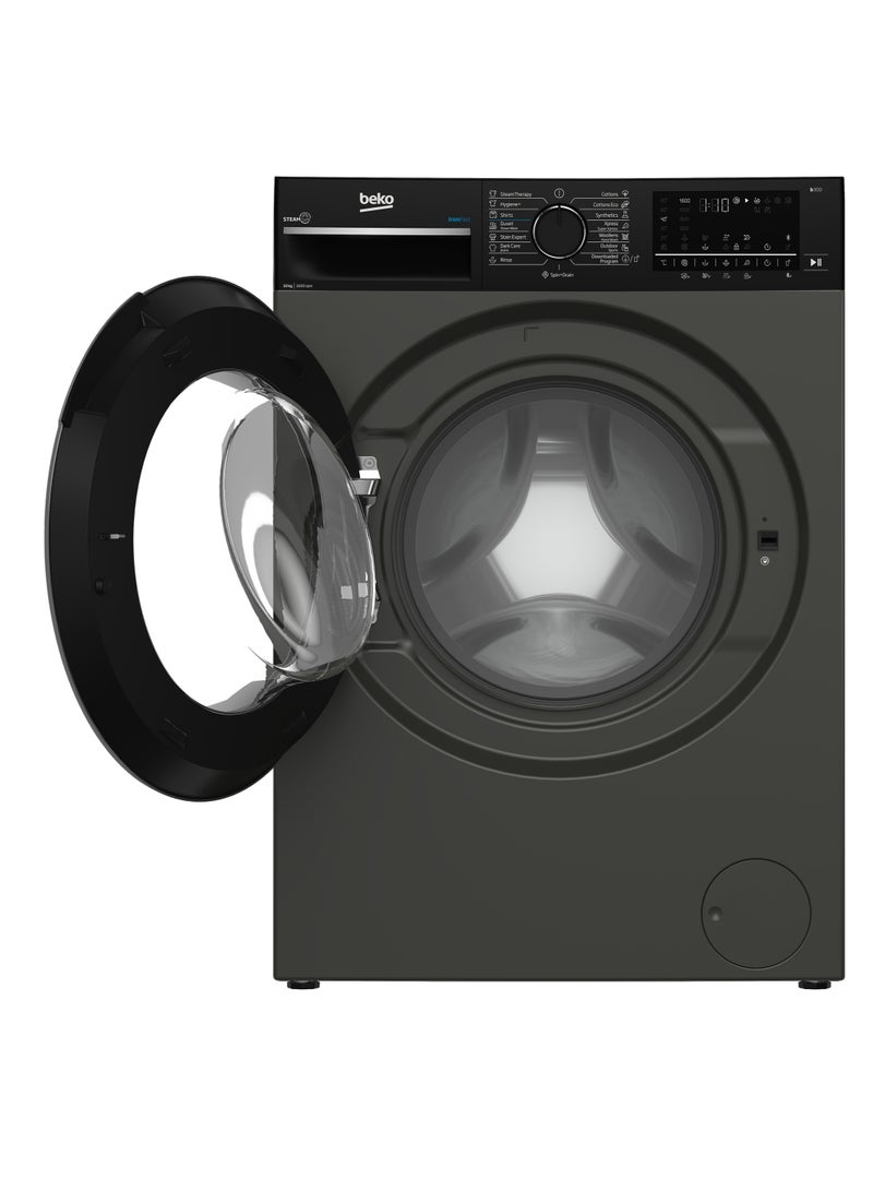 Beko Washing Machine - 10 Kg - 1600 RPM - ProSmart Inverter Motor - Digital Screen - 15 Programs - Steam Cure - Bluetooth - Manhattan Grey - B3WFU501040MCI 10 kg B3WFU501040MCI Grey - Image 3