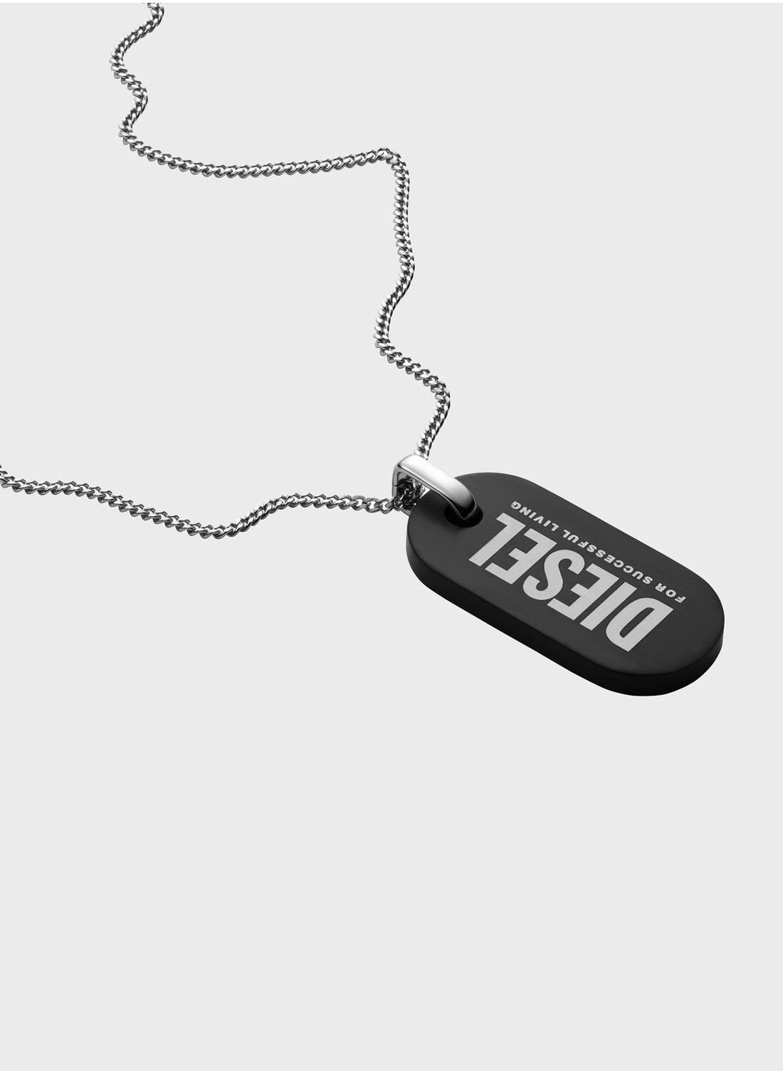 Buy Diesel Silver Logo Necklace for Men in KSA