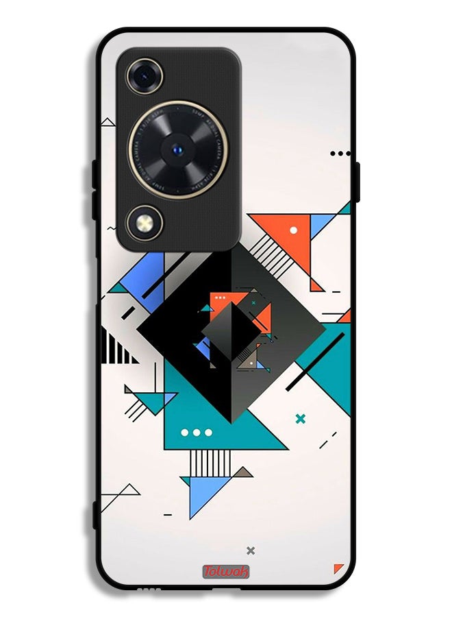 Tolwak Huawei Nova Y72S Protective Case Cover Square And Triangle Shapes Abstract Pattern