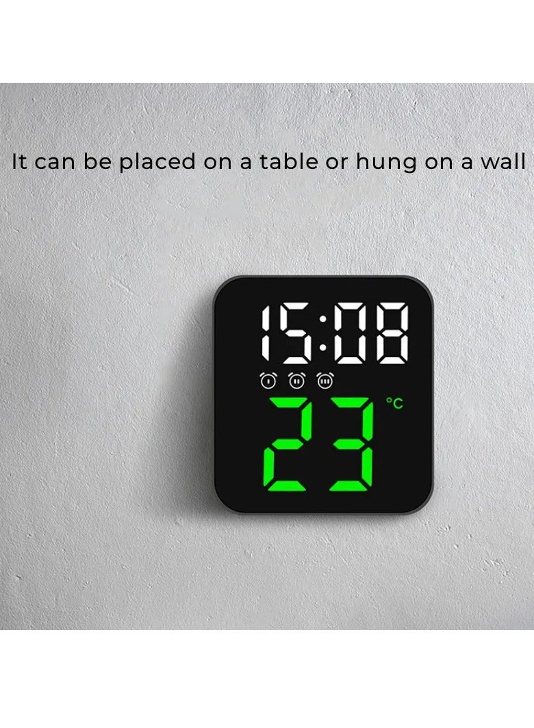 AROAQ LED Digital Alarm Clock, Voice Control Alarm Clock With Temperature Time Date Display, Super Silent 2 Levels Adjustable Brightness Multifunction Bedside Clock For Home Office Decor, (Orange) - Image 4