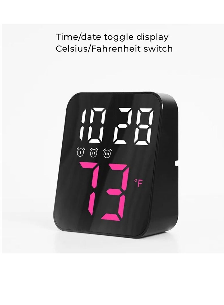 AROAQ LED Digital Alarm Clock, Voice Control Alarm Clock With Temperature Time Date Display, Super Silent 2 Levels Adjustable Brightness Multifunction Bedside Clock For Home Office Decor, (Orange) - Image 5