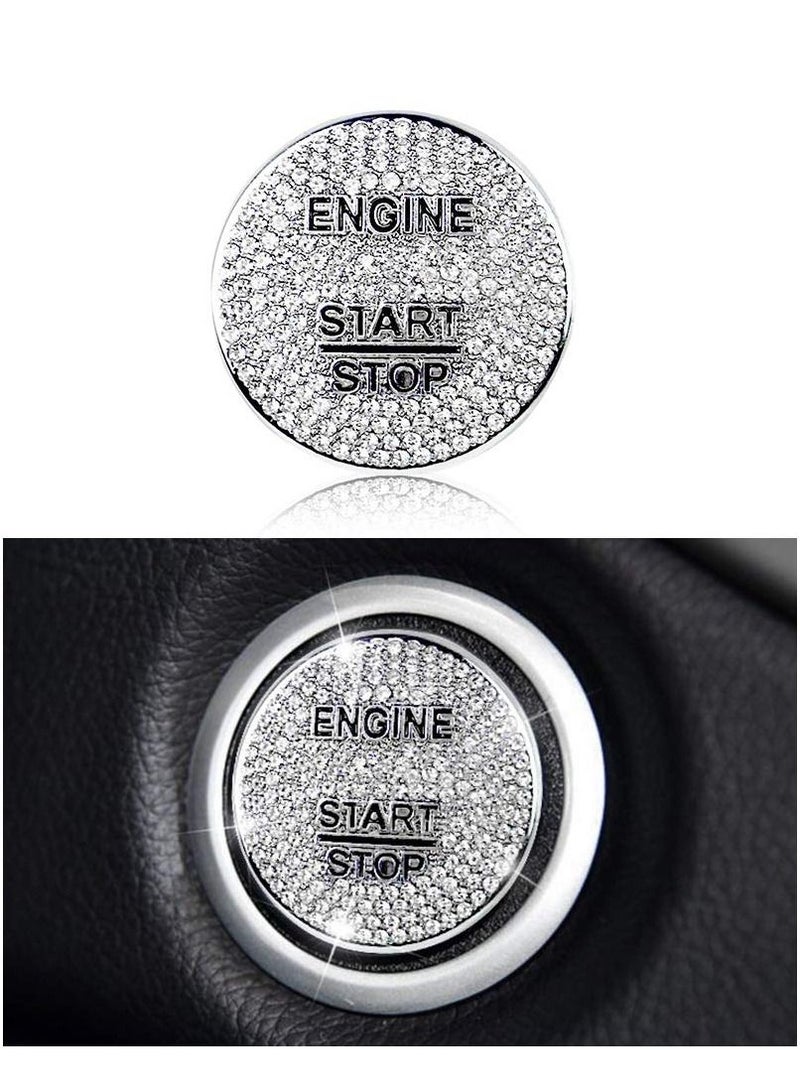 Suitable for Mercedes-Benz Interior Accessories Bling Engine Start Stop on Cover Ignition on Cap Metal Decal Sticker for C E S M CLA CLS GLA GLC GLE GLK GLS Class - Image 1