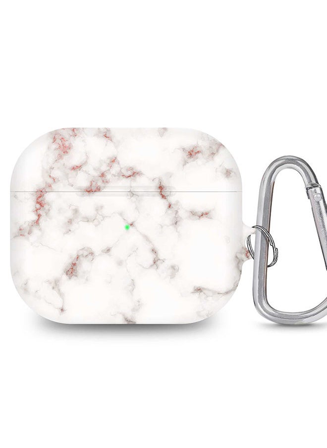 Stylizedd - StylePods Case for Airpods 3rd Gen Case With Anti-Lost Keychain - Marble Print Rose Grey - Image 1