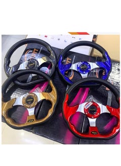 Royal ROYAL - Universal Racing Steering Wheel for Car, "D" Shaped Horn Race Tuning Style Sport MOMO Steering Wheel for Race/Rally/Motorsport/Car Sim Driving (DYT-5324) (Yellow)  - Image 2