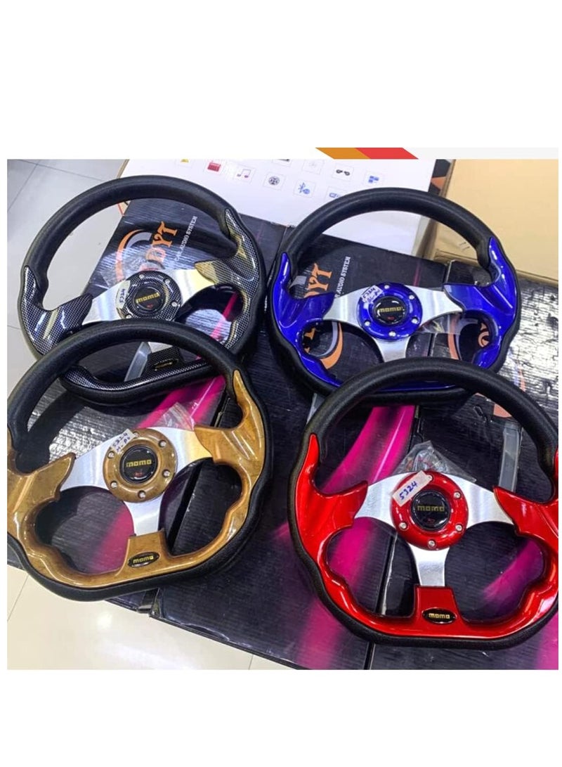 ROYAL - Universal Racing Steering Wheel for Car, "D" Shaped Horn Race Tuning Style Sport MOMO Steering Wheel for Race/Rally/Motorsport/Car Sim Driving (DYT-5324) (Yellow) - Image 2