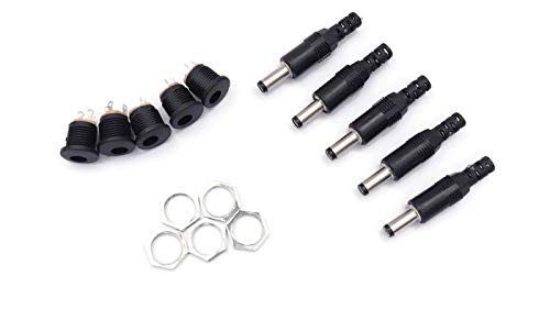 Electronicspices Electronic Spices DC Jack Connector Male Plug & Female Socket Panel Mount PAIR OF 5 - Image 1
