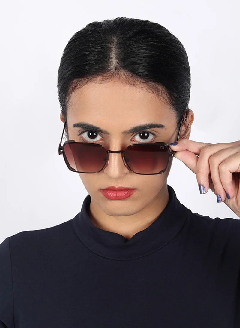 Woggles UV- Protected  Gradient Brown Rectangle Sunglasses