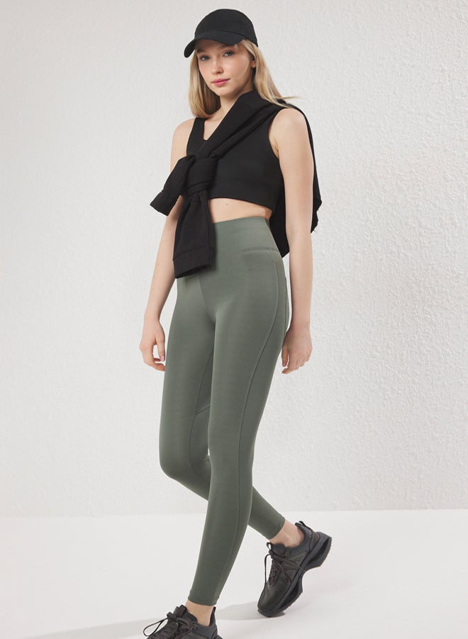 trendyol Khaki Push-Up Full Length Knitted Sports Leggings - Image 1