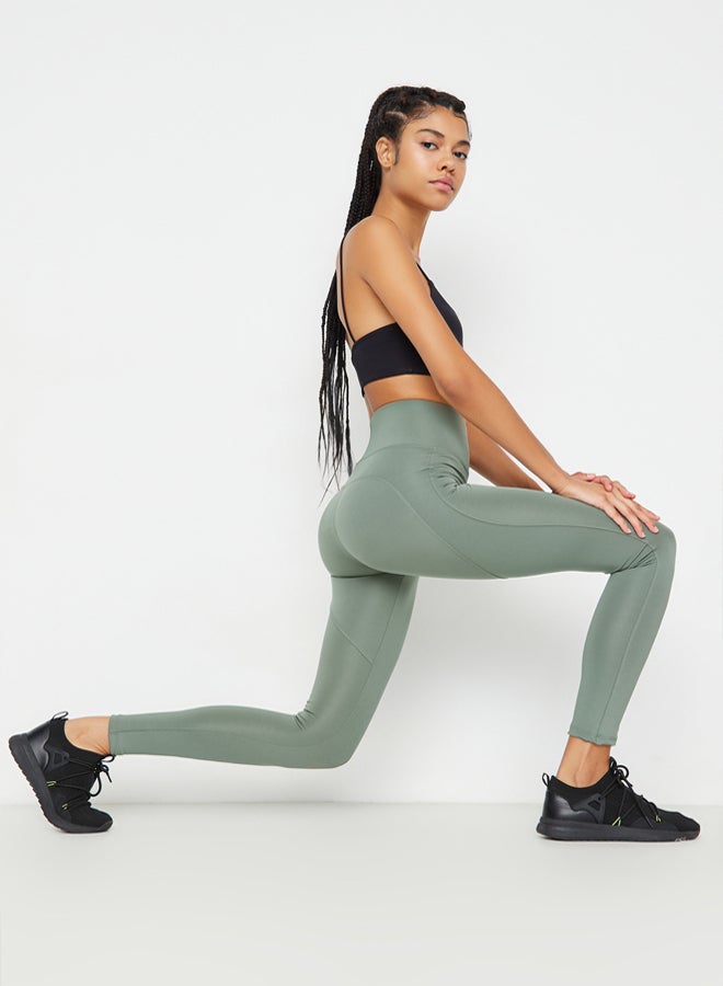 trendyol Khaki Push-Up Full Length Knitted Sports Leggings - Image 2