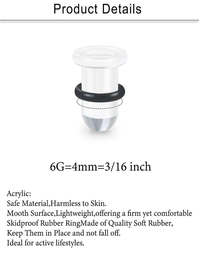 Cisyozi 6G Acrylic Ear Gauges Plugs Tunnels Earrings for Ear Stretching Kit Single Flare Plastic Clear Plugs Gauges Tunnels 6 Gauge Stretcher Stretch Gage Gauging Kit Women Men 4mm 3/16 inch - Image 2