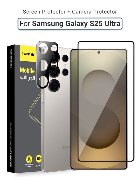 2 in 1 Samsung Galaxy S25 Ultra Screen & Camera Protector - High Transparency Full Coverage Shield for Scratch & Impact Protection - Screen & Camera Protector for Samsung Galaxy S25 Ultra