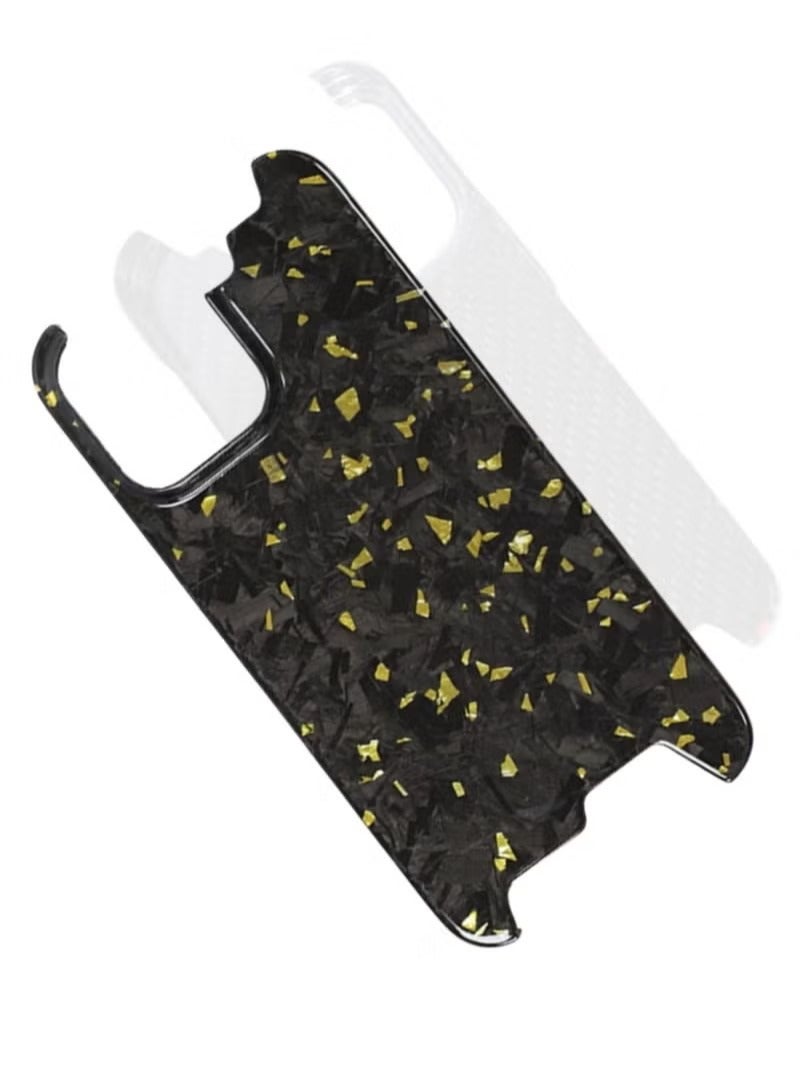 2025 Magnetic 100% Real Carbon Fiber Slim Dry Hard Pc Phone Cover Carbon Fiber Phone Case iPhone 15 pro ( Gold ) - Image 3