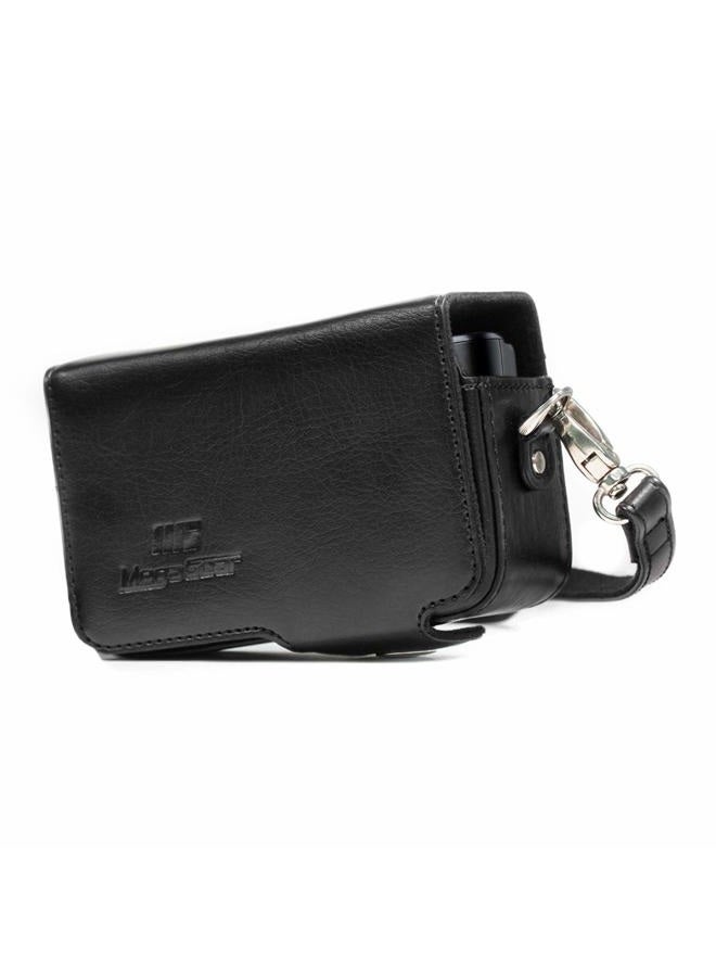 MegaGear Leather Camera Case with Strap Compatible with Canon PowerShot SX740 HS, SX730 HS, Black - Image 1