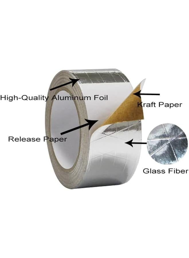 MARKQ Fsk Tape 3 Inch X 22.9 Ms Aluminum Foil Scrim Kraft Insulation Jacketing Tape For Insulating Silver  - Image 2