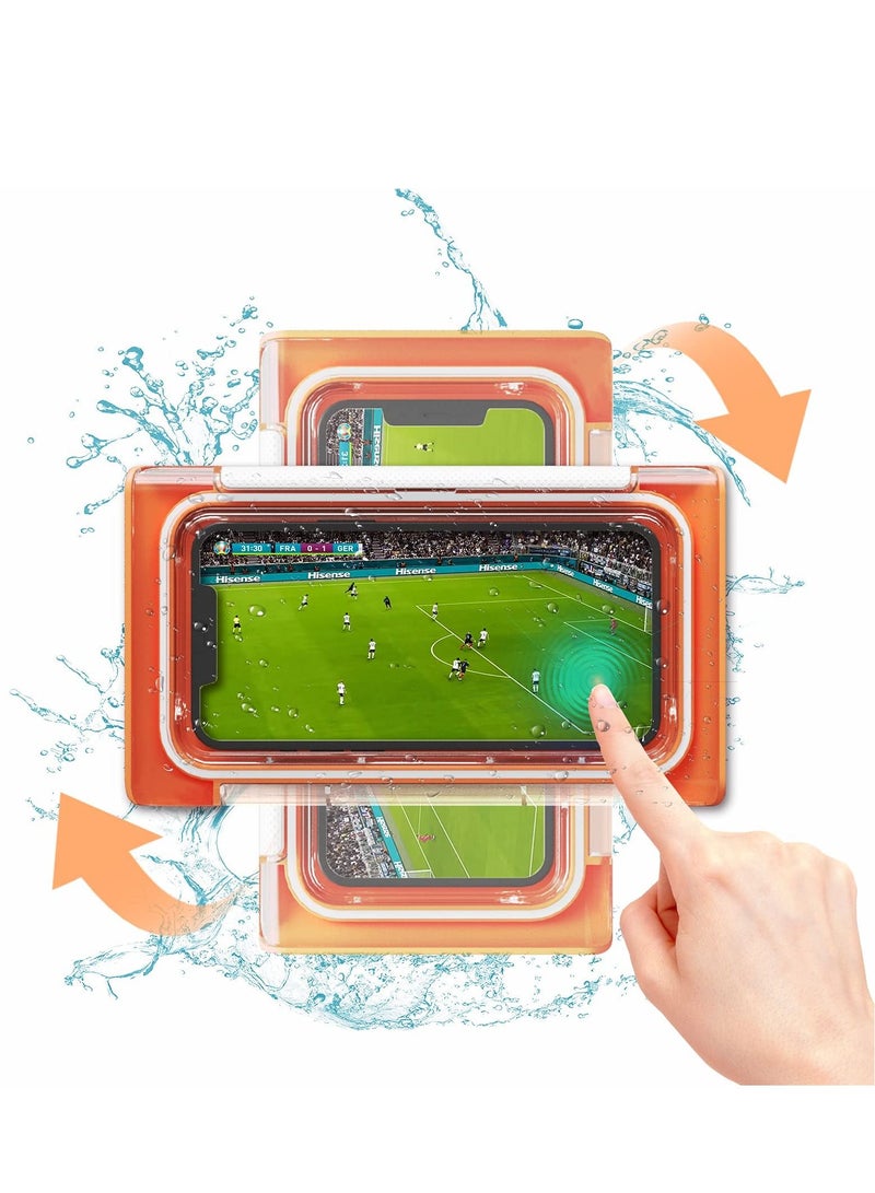 KASTWAVE Wall Mount Shower Phone Holder Waterproof Case 180° Rotation Rotatable Phone Stands for Bathroom Mirror Bathtub with HD Anti-Fog Screen Mirror Wall Desktop Mount Phone Holder for Bathroom Kitchen - Image 1