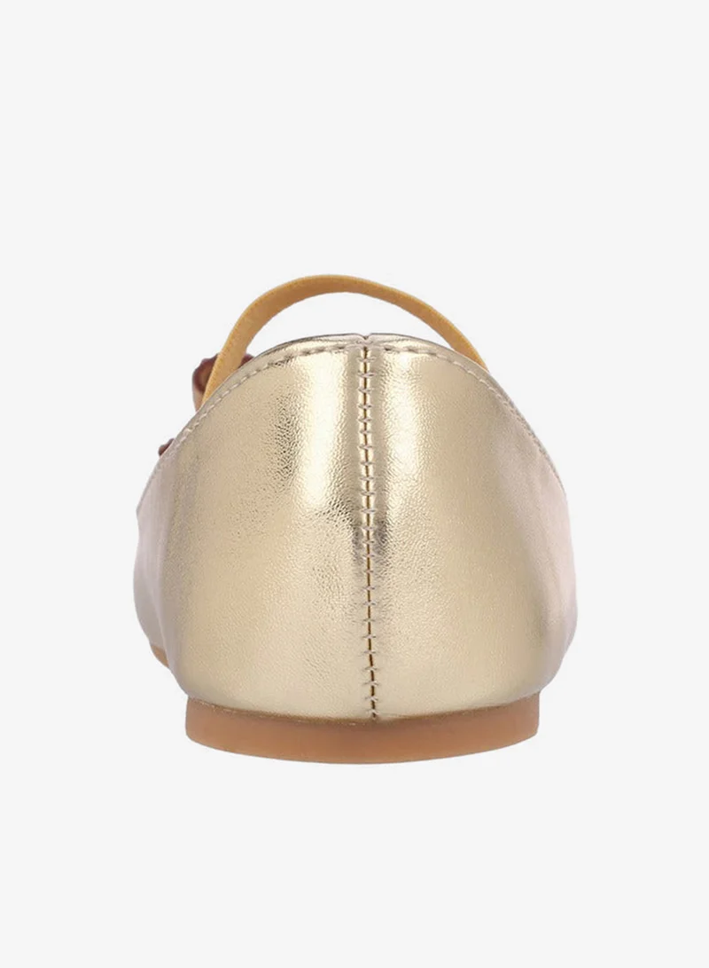 Flora Bella By Shoexpress GOLD Flora Bella Girls Embellished Bow Accent Ballerina Shoes for Women | Best Price UAE