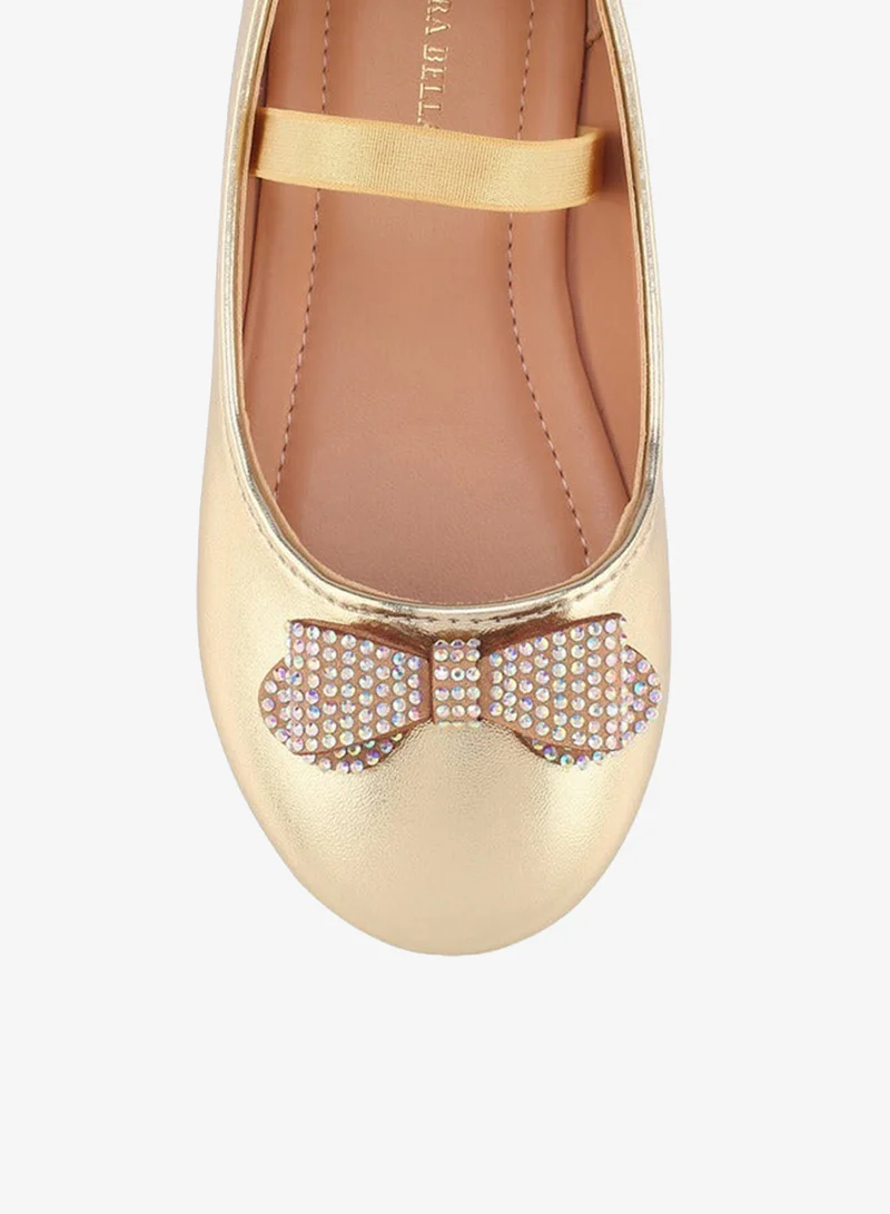 Flora Bella By Shoexpress GOLD Flora Bella Girls Embellished Bow Accent Ballerina Shoes for Women | Best Price UAE