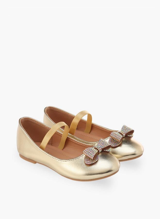 Flora Bella By Shoexpress Flora Bella Girls Embellished Bow Accent Ballerina Shoes - Image 1