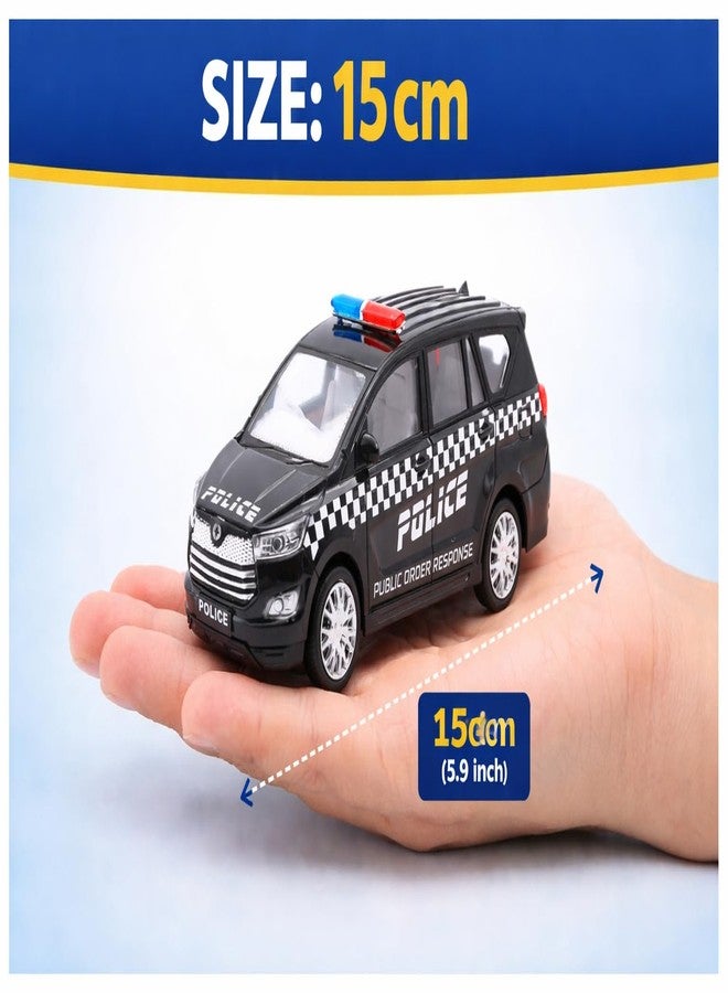 Sheel Indian Police Scale Model Car - Realistic Public Order Response Design, Durable Pull Back Action Toy for Kids & Collectors, Best Home/Office Decor & Birthday Gift for Boys 3+ Years (Black) - Image 4