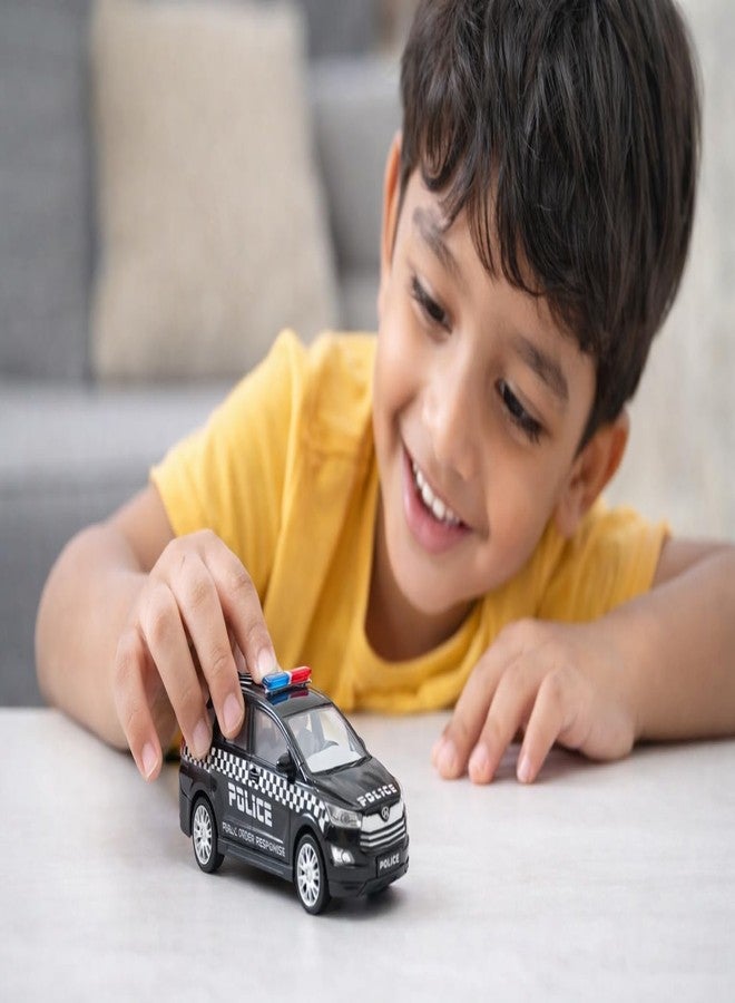 Sheel Indian Police Scale Model Car - Realistic Public Order Response Design, Durable Pull Back Action Toy for Kids & Collectors, Best Home/Office Decor & Birthday Gift for Boys 3+ Years (Black) - Image 2