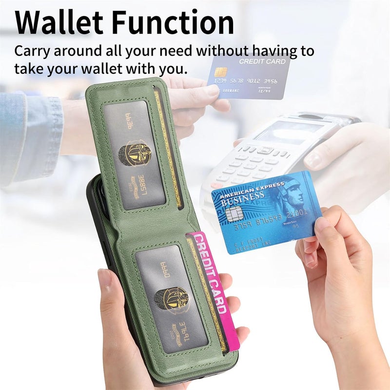 YUANSHXM-Wallet Case for Samsung Galaxy S25 Ultra/S25 Plus/S25,Heavy Duty Protection Up and Down Flip Non Slip Leather Business Case with Stand Function Cover for Women Men (S25,Beige) - Image 3