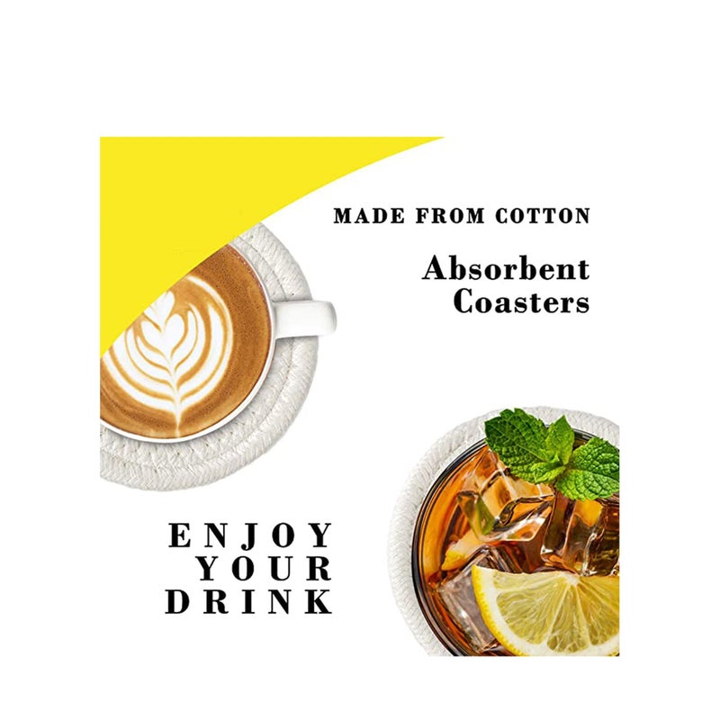 SOLARAE Coasters for Drinks Absorbent, Vintage Woven Coasters for Table Protection, Water Absorbent Coaster Set, Farmhouse Handmade Braided Fabric Coasters Heat-Resistant - Image 5